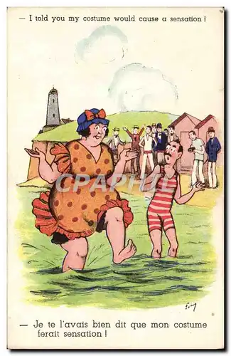 Cartes postales Fantaisie Humour a la plage Phare