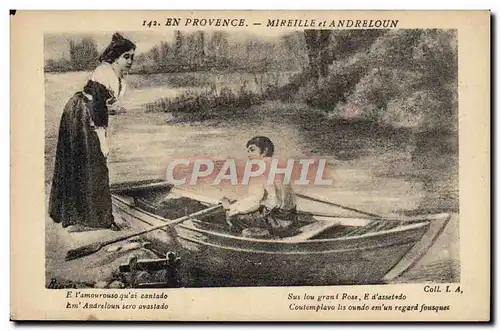 Cartes postales En Provence Mireille et Andreloun Folklore