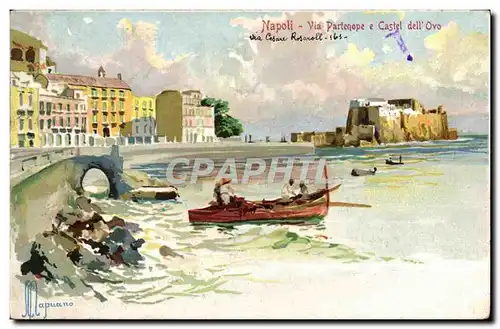 Cartes postales Napoli Via partenope e Cstel dell Ovo