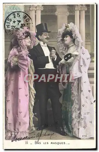 Cartes postales Fantaisie Femme Bas les masques Carnaval