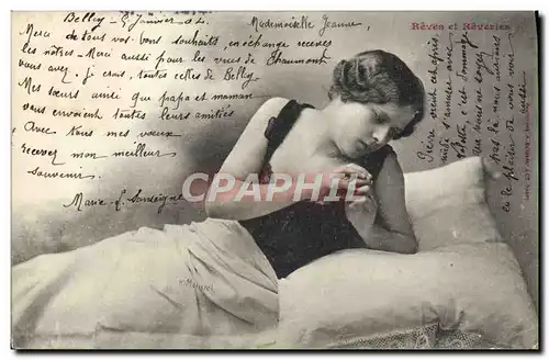 Cartes postales Fantaisie Femme Reves et reveries