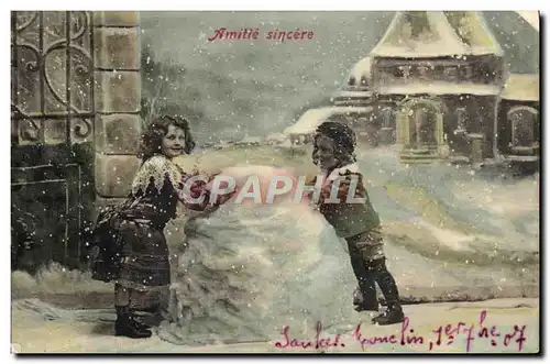 Ansichtskarte AK Fantaisie Enfants Bonhomme de neige