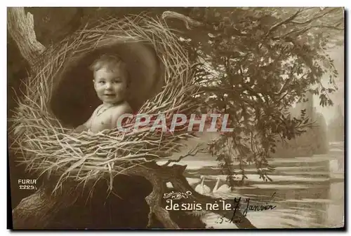 Cartes postales Fantaisie Enfant Bebe Cygne