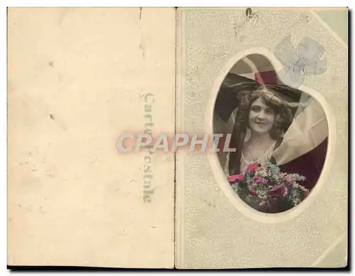 Cartes postales Fantaisie Femme Alsace Drapeau