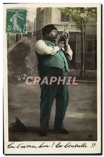 Cartes postales Fantaisie Homme Bouteille Alcool