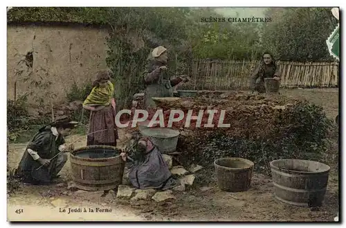 Ansichtskarte AK Le jeudi a la ferme Folklore Enfants Peche