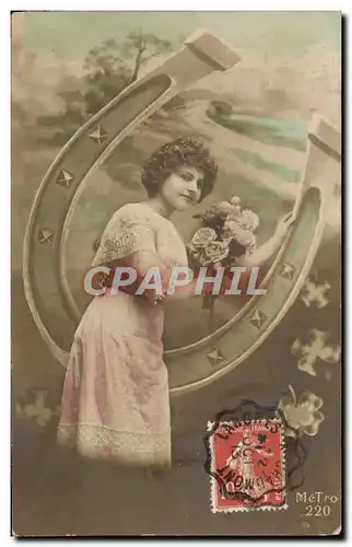 Cartes postales Fantaisie Femme Fer a cheval