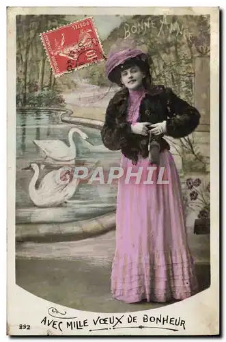 Cartes postales Fantaisie Femme Cygnes