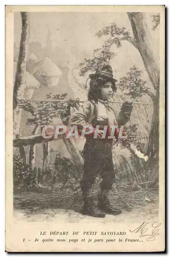 Cartes postales Fantaisie Enfant Le depart du petit savoyard