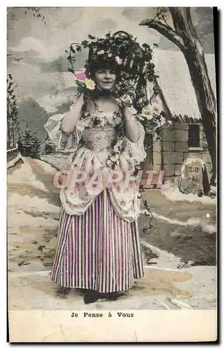 Cartes postales Fantaisie Femme Je pense a vous