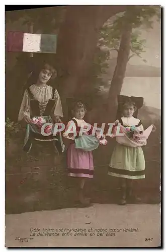 VINTAGE POSTCARD Fantasy Woman Children Alsace Flag