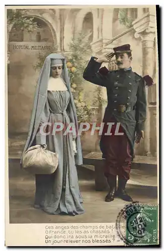 Ansichtskarte AK Fantaisie Femme Religieuse Militaria