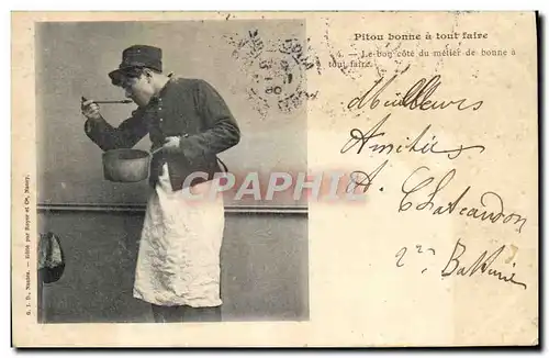 Cartes postales Fantaisie Homme Pitou bonne a tout faire Militaria