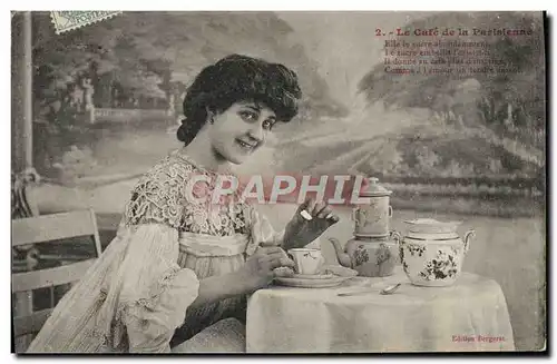 Ansichtskarte AK Fantaisie Femme Le cafe de la parisienne