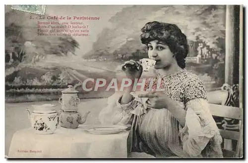 Cartes postales Fantaisie Femme Le cafe de la parisienne