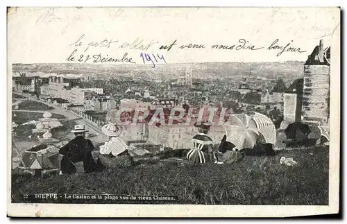 Ansichtskarte AK Dieppe Le casino et la plage vus du vieux chateau