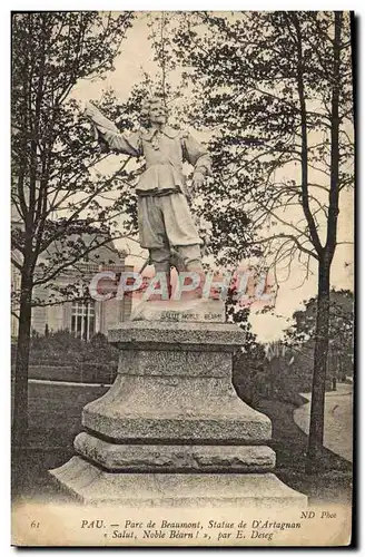 Cartes postales Pau Parc de Beaumont Statue de d'Artagnan Mousquetaire