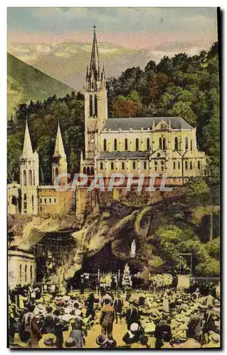 Cartes postales Lourdes La basilique et La Grotte