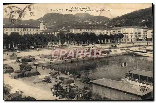 Cartes postales Nice Perspective Des Quais Et Eglise Du Port