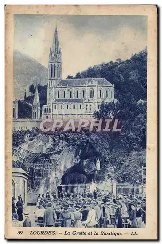 Cartes postales Lourdes La Grotte Et La Basilique