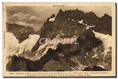 Ansichtskarte AK Chaine De La Meije Crits du Sommet De La Grande Ruine Breche de la Meije Grand Pic occidental Gl
