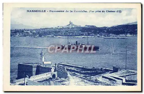 Ansichtskarte AK Marseille Panorama De La Corniche Vue prise du Chateau d&#39If Bateau