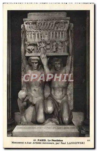 Cartes postales Paris Le Pantheon Monument Aux Artistes Inconnus Par Paul Landowski