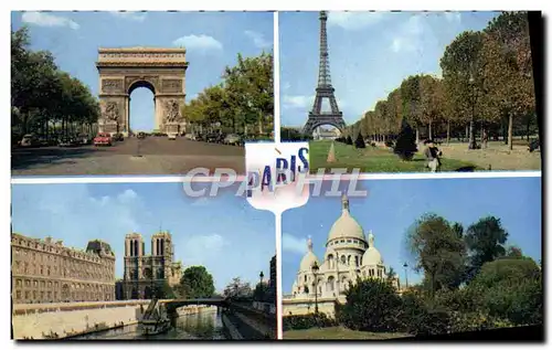 Cartes postales moderne Paris L&#39Arc De Triomphe La Tour Eiffel Notre Dame Le Sacre Coeur