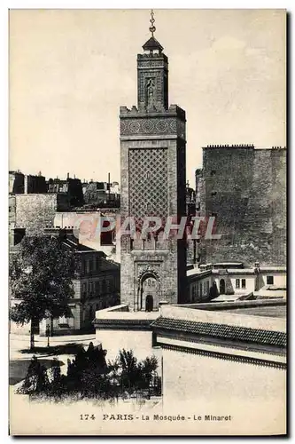 Cartes postales Paris La Mosquee Le Minaret