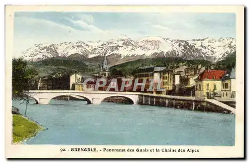 Ansichtskarte AK Grenoble Panorama des Quais et la Chaine des Alpes