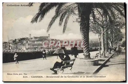 Cartes postales Cannes Boulevard de la Croisette et le Mont Chevalier