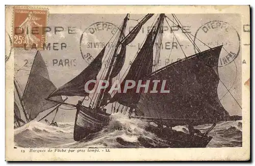 Cartes postales Barques de Pache par gros Temps