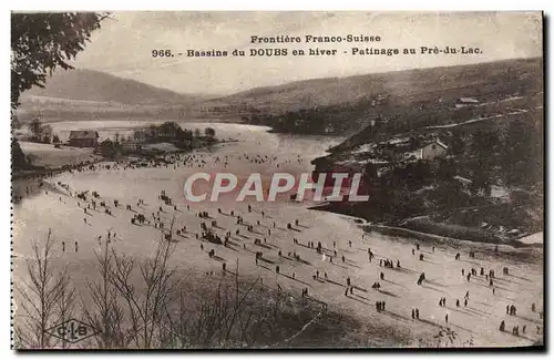 Cartes postales Frontiere Franco Suisse Bassins Du Doubs en hiver Patinage au Pre du Lac