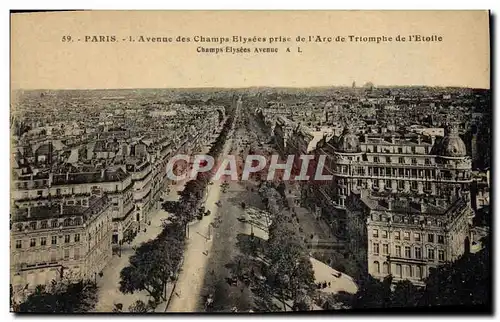 Cartes postales Paris Avenue Des Champs Elysees Prise De I&#39Arc De Triomphe De I&#39Etoile