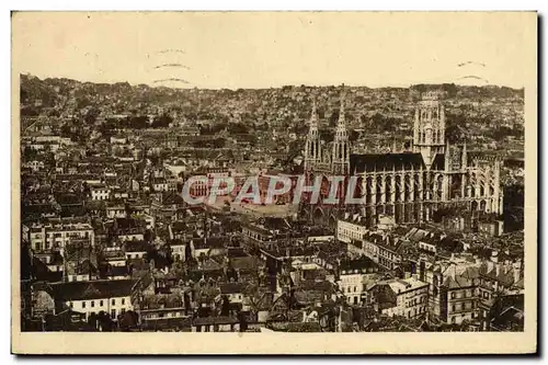 Ansichtskarte AK Rouen Vue Generale Place Hotel De Vile Et I Eglise Saint Ouen