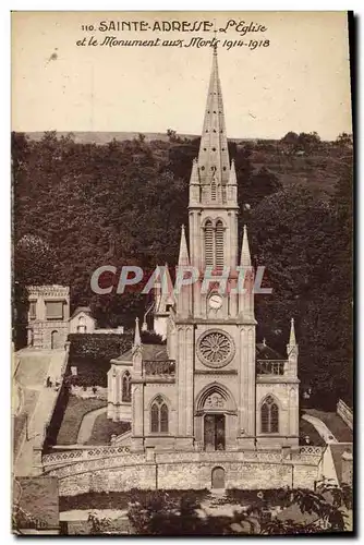 Cartes postales Sainte Addresse L Eglise Et Le monument aux morts 1914 1918 Militaria