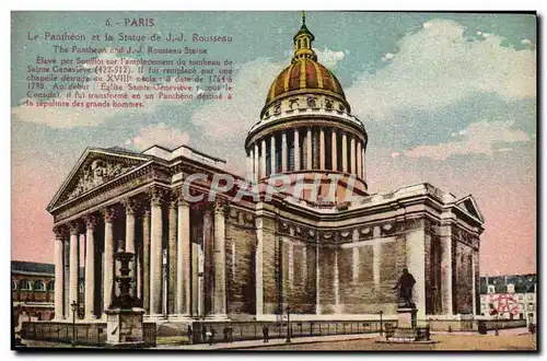 Ansichtskarte AK Paris Le Pantheon Et La Statue De JJ Rousseau