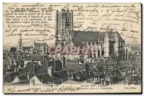 Cartes postales Auxerre Vue Prise du belvedere Manifacier vers la cathedrale