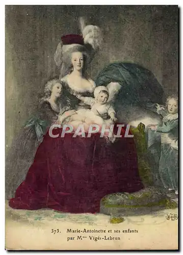 Cartes postales Marie Antoinette et ses Enfants par Vigee Lebrun