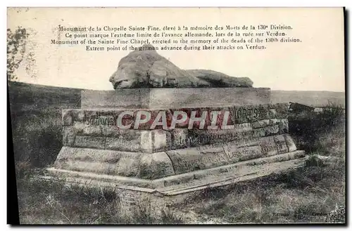 Ansichtskarte AK Monument de la Chapelle Sainte Fine Lion Militaria