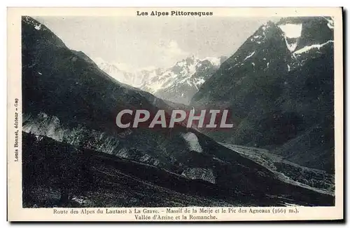 Cartes postales Route Des Alpes Du Lautaret A La Grave Massif de la Meije et le pic de sAgneaux Vallee d&#39Arsi