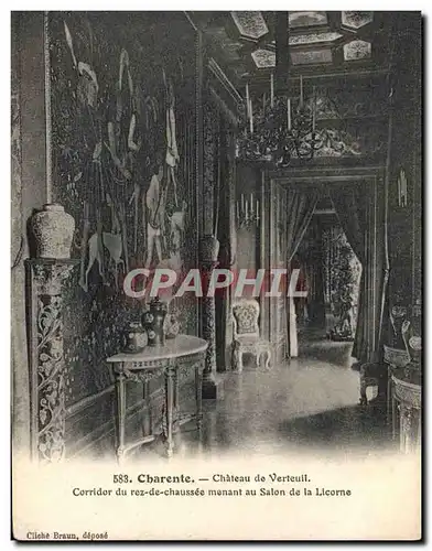 Cartes postales Charente Chateau De Verteuil Corridor du rez de chaussee menant au salon de la Licorne