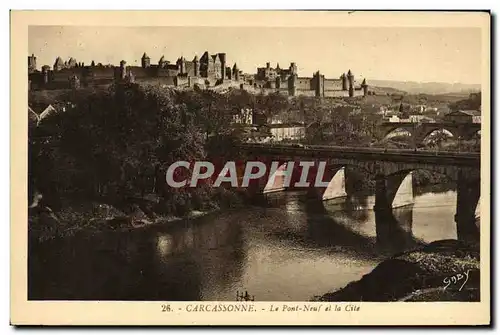 Ansichtskarte AK Carcassonne Le Pont Neuf et la Cite