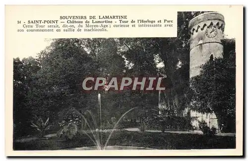 Cartes postales Souvenirs De Lamartine Saint Point Chateau de Lamrtine Tour de l'horloge et parc