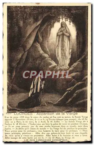 Cartes postales Lourdes Apparition De La Vierge