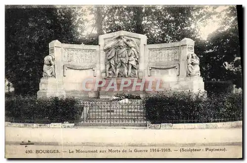 Cartes postales Bourges Le Monument Aux Morts De La Guerre 1914 1918 Militaria