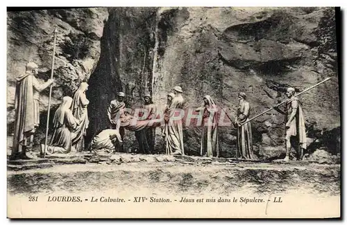 Cartes postales Lourdes Le Calvaire 14eme station Jesus est mis dans le sepulcre