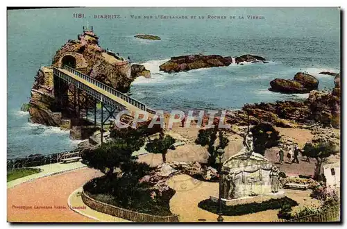 Cartes postales Biarritz Vue Sur l'esplanade et le rocher de la vierge