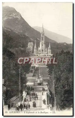 Cartes postales Lourdes L&#39Esplanade et la Basilique