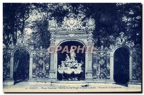 Cartes postales Nancy Place Stanislas Grilles en fer forge de Jean Lamour Fontaine d&#39Amphitrite